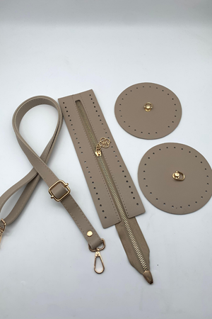 Silindir Fermuarlı Bavul Çanta Örgü Kiti - Bej