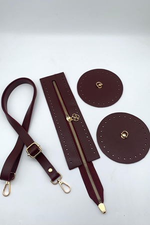 Silindir Fermuarlı Bavul Çanta Örgü Kiti - Bordo