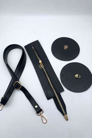 Silindir Fermuarlı Bavul Çanta Örgü Kiti - Siyah