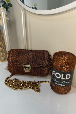 Kanvas Çanta Örgü Kiti 45x21 cm - Simli Ribbon Bright Plastik Kanvas Çanta Seti Simli İp