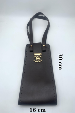 Siyah Deri Torba Çanta Örgü Kiti 