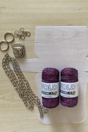 Mini Kanvas Çanta Kiti 33x18 cm Simli İp 