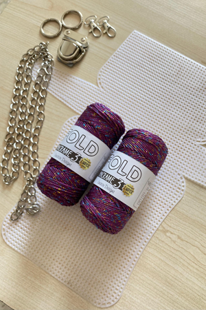 Mini Kanvas Çanta Kiti 33x18 cm Simli İp 