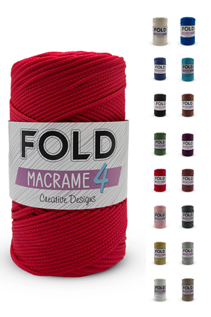 Fold Yarn Makrome No:4 - 100 Kırmızı Polyester Makrome Ipi 2 Mm - 200 gr -230 M Supla Ip Çanta Ipi