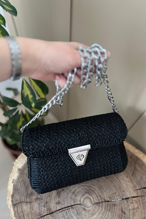 Kanvas Çanta Örgü Kiti 45x21 cm Gümüş Simli Polyester Makrome No.3 Simli İp