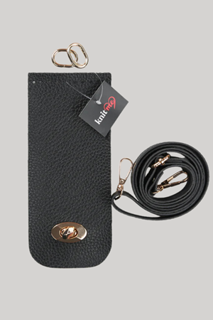 Klipsli Telefon Seti 8,5x20 cm Siyah Örgü Çanta Kiti Çanta Aksesuarı 