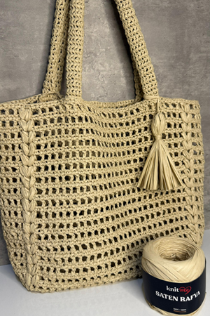 Knitme Saten Rafya İp Krem 100 Gr 125 Mt