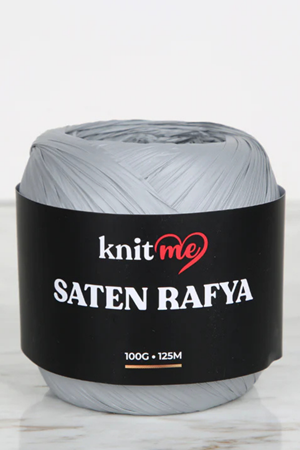 Knitme Saten Rafya İp Gri 100 Gr 125 Mt