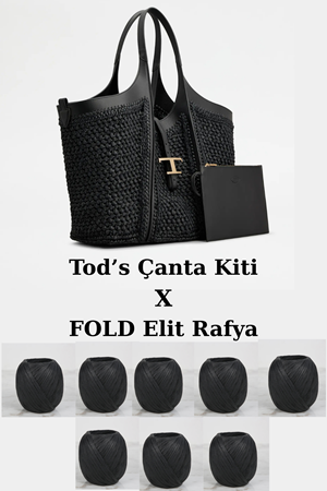 Tods Model Örgü Çanta Kiti Siyah Elit Rafya İpler Dahil Kit Örgü Kiti