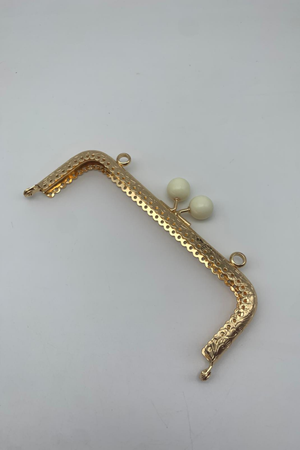 Metal 15 cm Beyaz Tokalı Gold Çanta Bursu Çanta Klipsi Çanta Aksesuarı