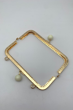 Metal 15 cm Beyaz Tokalı Gold Çanta Bursu Çanta Klipsi Çanta Aksesuarı