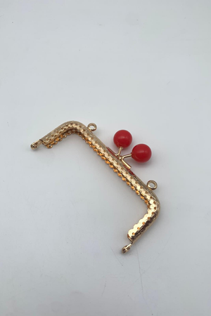 Metal 12 cm Kırmızı Tokalı Gold Çanta Bursu Çanta Klipsi Çanta Aksesuarı