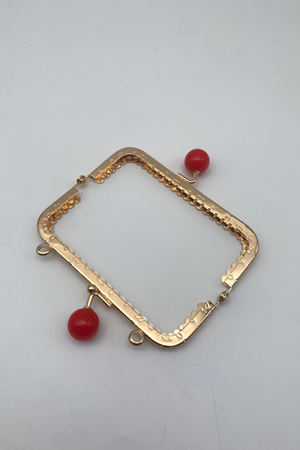 Metal 12 cm Kırmızı Tokalı Gold Çanta Bursu Çanta Klipsi Çanta Aksesuarı