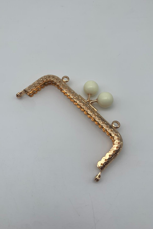 Metal 12 cm Krem Tokalı Gold Çanta Bursu Çanta Klipsi Çanta Aksesuarı