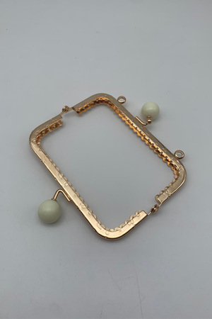 Metal 12 cm Krem Tokalı Gold Çanta Bursu Çanta Klipsi Çanta Aksesuarı