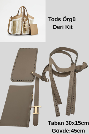 Tods Çanta Kiti Deri Örgü Kiti Bej Renk İpsiz Tokalı Cüzdanlı 4lü Çanta Seti