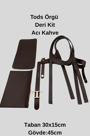 Tods Çanta Kiti Deri Örgü Kiti Acı Kahve Renk İpsiz Tokalı Cüzdanlı 4lü Çanta Seti Acı Kahverengi