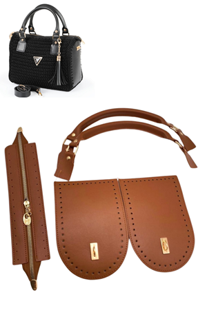 PRD Saplı Yan Körüklü Taba Deri Çanta Örgi Kiti Çanta Seti