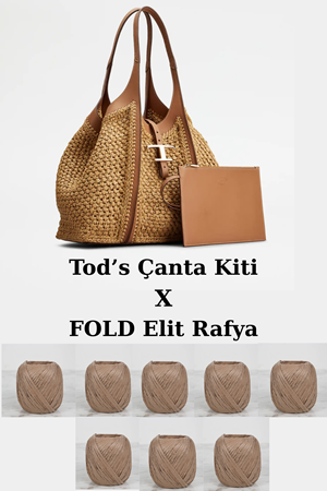 Tods Model Örgü Çanta Kiti Taba Elit Rafya İpler Dahil Kit Örgü Kiti