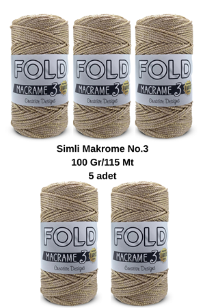 Simli Polyester Makrome Kahve 5 adet 500 Gram Çanta İpi Örgü İpi 