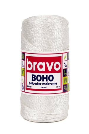 Polyester Makrome No:4 - Beyaz 01 Polyester Makrome Ipi - 200 gr - 230 M Supla Ip Çanta Ipi 2 Mm