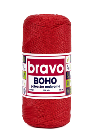 Polyester Makrome No:4 - Kırmızı 100 Polyester Makrome Ipi - 200 gr - 230 M Supla Ip Çanta Ipi 2 Mm