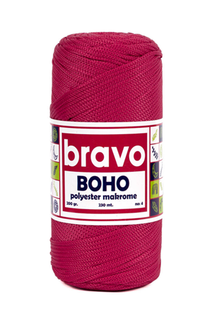 Polyester Makrome No:4 - Koyu Kırmızı 105 Polyester Makrome Ipi - 200 gr - 230 M Supla Ip Çanta Ipi 2 Mm