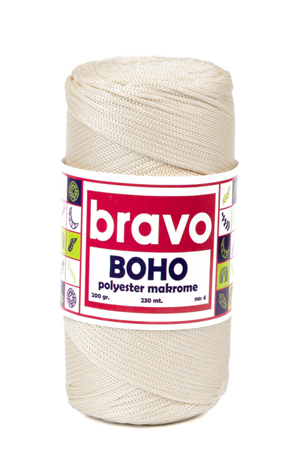 Polyester Makrome No:4 - Açık Krem 16 Polyester Makrome Ipi - 200 gr - 230 M Supla Ip Çanta Ipi 2 Mm
