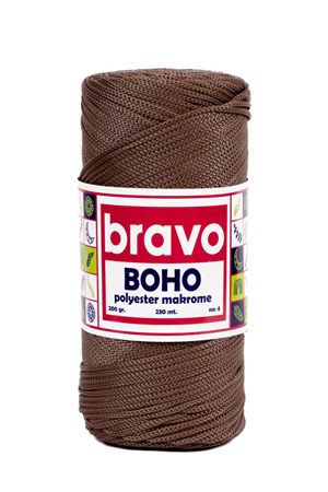 Polyester Makrome No:4 - Kahverengi 205  Polyester Makrome Ipi - 200 gr - 230 M Supla Ip Çanta Ipi 2 Mm