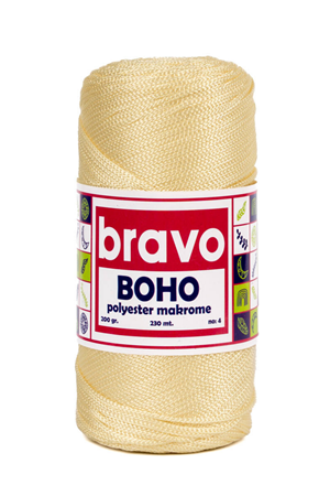 Polyester Makrome No:4 - Krem 28 Polyester Makrome Ipi - 200 gr - 230 M Supla Ip Çanta Ipi 2 Mm