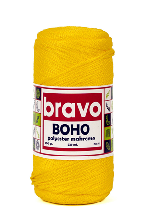 Polyester Makrome No:4 - Sarı 55 Polyester Makrome Ipi - 200 gr - 230 M Supla Ip Çanta Ipi 2 Mm