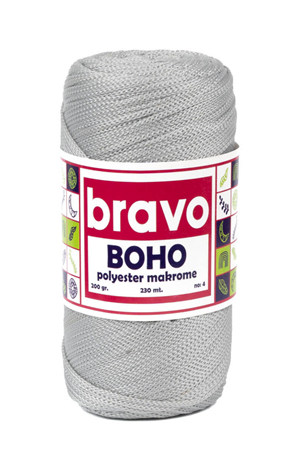 Polyester Makrome No:4 - Açık Gri 60 Polyester Makrome Ipi - 200 gr - 230 M Supla Ip Çanta Ipi 2 Mm