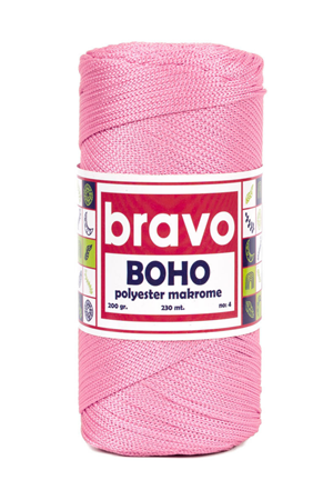 Polyester Makrome No:4 - Pembe 72 Polyester Makrome Ipi - 200 gr - 230 M Supla Ip Çanta Ipi 2 Mm