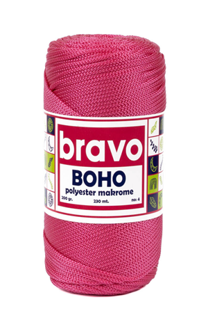 Polyester Makrome No:4 - Fuşya 82 Polyester Makrome Ipi - 200 gr - 230 M Supla Ip Çanta Ipi 2 Mm
