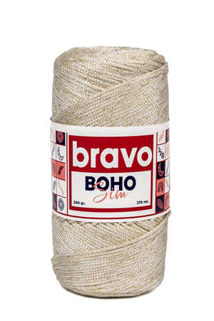 Simli Polyester Makrome No:4 01A Krem Altın Sim 2 Mm - 200 gr - 270mt Supla Ip Çanta Ipi