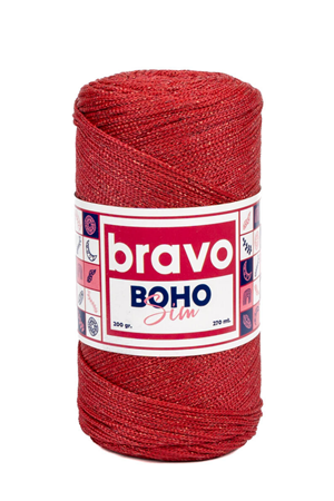 Simli Polyester Makrome No:4 105 Koyu Kırmızı Sim 2 Mm - 200 gr - 270mt Supla Ip Çanta Ipi