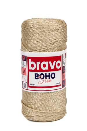 Simli Polyester Makrome No:4  36 Bej Altın Sim 2 Mm - 200 gr - 270mt Supla Ip Çanta Ipi