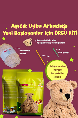Easy Kit Ayıcık Tedi - Örgü Öğrenme Kiti | Yeni Başlayanlar Için Videolu Tığ Işi Ayıcık Örgü Seti