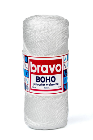 Polyester Makrome No:3 - 01 Beyaz Polyester Makrome Ipi 1 Mm-100 gr Supla Ip Çanta Ipi