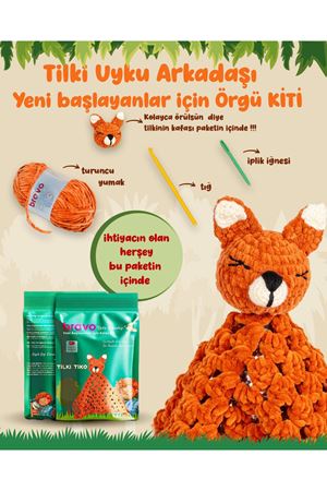 Easy Kit Tilki Tiko - Örgü Öğrenme Kiti | Yeni Başlayanlar Için Videolu Tığ Işi Tilki Örgü Seti