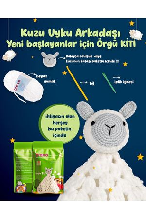 Easy Kit Kuzu Zu - Örgü Öğrenme Kiti | Yeni Başlayanlar Için Videolu Tığ Işi Kuzu Örgü Seti