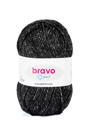 Respect - 99 Siyah-Gri - 100g / 230m Örgü İpi Pamuk Akrilik