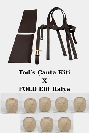 Tods Model Acı Kahve Örgü Çanta Kiti  Elit Rafya İpler Dahil Kit Örgü Kiti