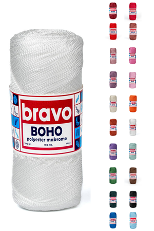 Polyester No:3 - 01 Beyaz Polyester Makrome Ipi 1 Mm-100 gr Supla Ip Çanta Ipi