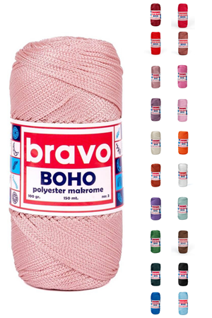 Polyester No:3 - 072 Pudra Pembe Polyester Makrome Ipi 1 Mm-100 gr Supla Ip Çanta Ipi