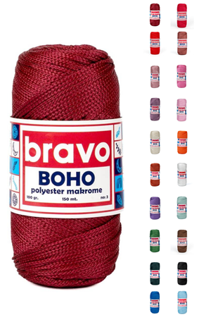 Polyester No:3 - 113 Bordo Polyester Makrome Ipi 1 Mm-100 gr Supla Ip Çanta Ipi