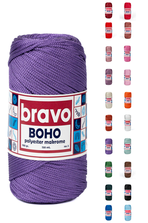 Polyester No:3 -141 Açık Eflatun Polyester Makrome Ipi 1 Mm-100 gr Supla Ip Çanta Ipi