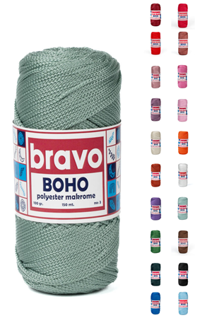 Polyester No:3 -168 Mint Yeşili Polyester Makrome Ipi 1 Mm-100 gr Supla Ip Çanta Ipi