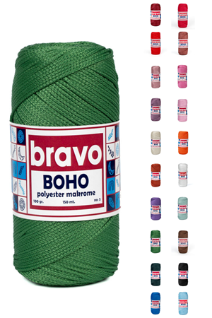 Polyester No:3 -172 Yeşil Polyester Makrome Ipi 1 Mm-100 gr Supla Ip Çanta Ipi