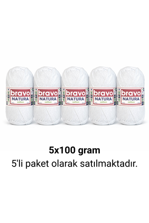 Natura Cotton Beyaz 306 Pamuk İplik 100gr 200mt Örgü İpi Amigurumi İpi